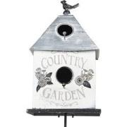 Clayre & Eef Tuinsteker  18x13x109 cm Grijs Wit Metaal Bloemen Country...