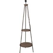 Clayre & Eef Vloerlamp  Ø 38x150 cm Bruin Hout Ijzer Rond Staande Lamp