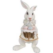 Clayre & Eef Beeld Konijn 14 cm Wit Goudkleurig Polyresin Paasdecorati...