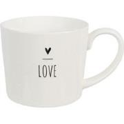 Clayre & Eef Mok  275 ml Wit Keramiek Hart LOVE Drinkbeker