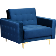 Beliani ABERDEEN - Fauteuil-Blauw-Fluweel