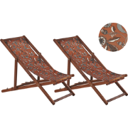 Beliani ANZIO - Tuinligstoel-Rood-Polyester, Acaciahout