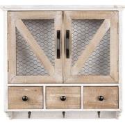 Clayre & Eef Wandkast  53x15x51 cm Wit Bruin Hout Metaal Rechthoek Opb...