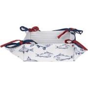 Clayre & Eef Broodmand  35x35x8 cm Wit Blauw Katoen Vierkant Vissen Br...