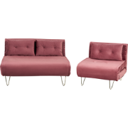 Beliani VESTFOLD - Driezitsbank-Roze-Fluweel