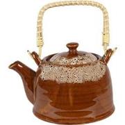 Clayre & Eef Theepot met Filter  750 ml Bruin Wit Keramiek Theekan