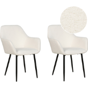 Beliani ALDEN II - Eetkamerstoel-Wit-Bouclé