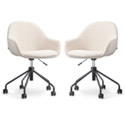 Nout-Mae bureaustoel bouclé beige - zwart onderstel - set van 2