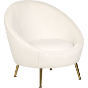 Beliani LANGA - Fauteuil-Wit-Fluweel