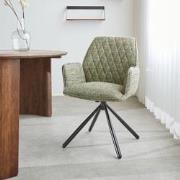 Draaibare Eetkamerstoel Groen Novan Chenille – 180° Draaibaar