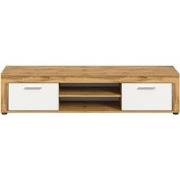 TV-meubel met 2 klapdeuren en 2 nissen in wit en eiken wotan L160 cm -...