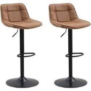 Set van 2 Industriële Draaibare Barkrukken Cognac Microvezel Stof Kest...