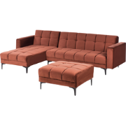 Beliani ALNES - Slaapbank-Rood-Fluweel