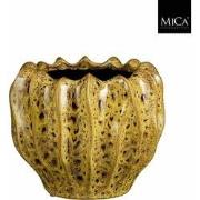 Mica Decorations Bloempot Thom - 23.5x23.5x19 cm - Keramiek - Geel