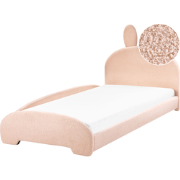 Beliani PERROS - Eenpersoonsbed-Beige-Bouclé