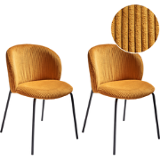 Beliani MILES - Eetkamerstoel-Oranje-Corduroy