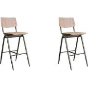 LABEL51 Barkruk Solid - Bruin - Hout - Zithoogte 75 - set van 2