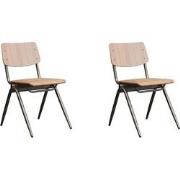 LABEL51 Eetkamerstoel Solid - Bruin - Hout - set van 2