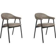 LABEL51 Eetkamerstoel Amaze - Taupe - Micro Suede - set van 2