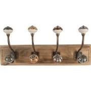 Clayre & Eef Wandhaak Set van 4 45x11x18 cm Bruin Hout Metaal