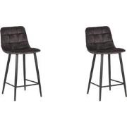 LABEL51 Barkruk Jelt - Antraciet - 45x48x94 cm - Velours - set van 2