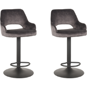 LABEL51 Barkruk Fer - Antraciet - Velours - 47 x 45cm - set van 2