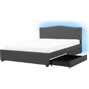 Beliani MONTPELLIER - Tweepersoonsbed met LED-verlichting-Grijs-Polyes...