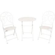 Clayre & Eef Bistroset Bistrotafel Bistrostoel 3-delig  Ø 60x70 Wit Ij...