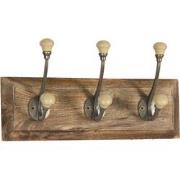 Clayre & Eef Wandkapstok  30x7x10 cm Bruin Hout Ijzer Rechthoek