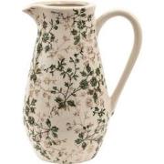 Clayre & Eef Decoratie Kan  20x14x25 cm Groen Beige Keramiek Bloemen W...