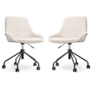 Nout-Isa bureaustoel bouclé beige - zwart onderstel - set van 2