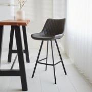 Industriële barkruk Juno Antraciet Kunstleer - Zithoogte 70 cm - Zonde...