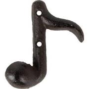 Clayre & Eef Wandkapstok Muzieknoot 8x3x9 cm Bruin Metaal