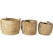 Clayre & Eef Opbergmand Set van 3  Ø 34 Ø 23 Ø 20 cm Bruin Stro Rond M...