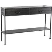 PTMD Ray Black Wooden Sidetable Metal Frame 2 Drawer