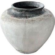 PTMD Jinsu White Round GRC Jar Pot W Dark Border L