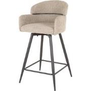 AnLi Style Barstoel draaibaar boucle ronde rug - Bouclé zandkleur