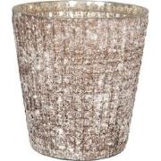 Clayre & Eef Theelichthouder  Ø 13x15 cm Bruin Glas Rond Waxinelichtho...