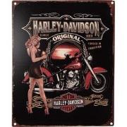 Clayre & Eef Tekstbord  20x25 cm Zwart Rood Ijzer Motor Wandbord