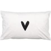 Clayre & Eef Kussenhoes 30x50 cm Wit Polyester Rechthoek Hart