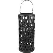 Clayre & Eef Windlicht  Ø 19x40 cm Zwart Bamboe Rond Kaarsenhouder