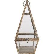 Clayre & Eef Lantaarn  19x19x45 cm Bruin Metaal Glas Kaarsenhouder