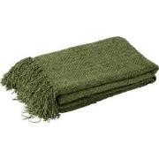 J-line - Plaid Gewoven+franjes Viscose Donkergroen - 180x130x1cm