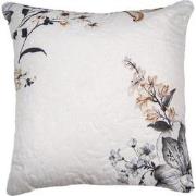 Clayre & Eef Kussenhoes 40x40 cm Wit Grijs Polyester Bloemen Sierkusse...