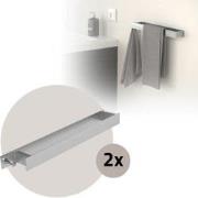 Set van 2 handdoekhouders om te plakken zonder boren met haken 42 cm z...