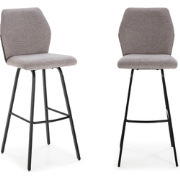Set van 2 krukken in stof met zwarte metalen poten H75 cm - POL