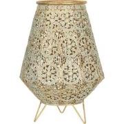 Clayre & Eef Windlicht  Ø 24x36 cm Koperkleurig Ijzer Glas Rond Bloeme...