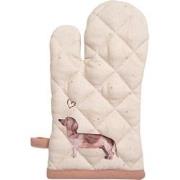 Clayre & Eef Kind Ovenwant  12x21 cm Beige Katoen Teckel Ovenhandschoe...