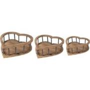 Clayre & Eef Opbergmand Set van 3 Hart 33x33x10 Bruin Hout Metaal Hart...