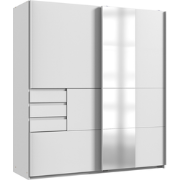 Kast 2 schuifdeuren met 1 spiegel en laden L180 cm - BAMBERG